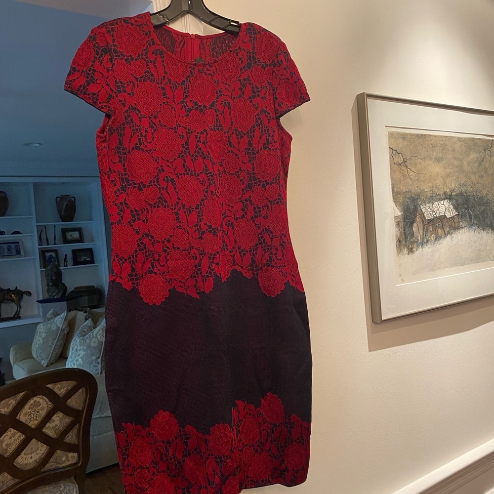 St. John red and black dress size 8